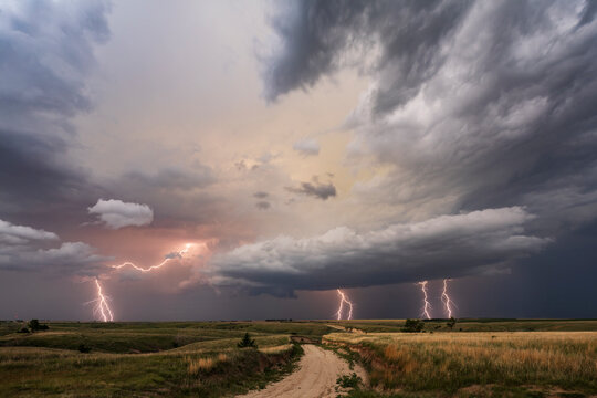 Dusk Lightning Show and Supercell