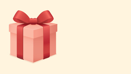 Gift Box with Red Ribbon on Light Background – Festive Holiday Illustration_horisontal