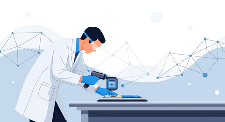 Scientist conducting research with advanced technology in a laboratory setting innovation