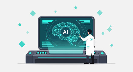 Scientist exploring the forefront of artificial intelligence technology and brain connectivity