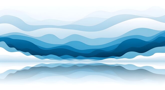 Abstract blue wave layers with a calm water reflection concept