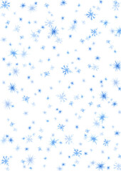 Hand drawn watercolor blue snowflakes postcard. Illustration isolated on white background. Can be used for postcard, poster and other printed products.