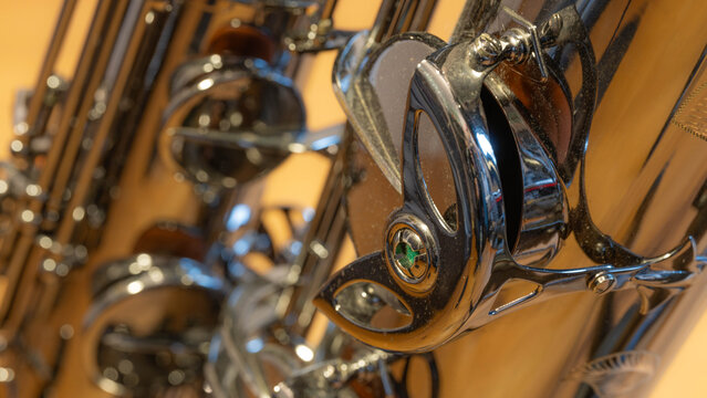 Saxophone in an detailed Look - Macros on a Baritone Saxophone with great Details High quality photo