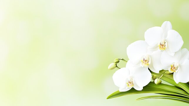 Elegant white and yellow orchids frame a serene backdrop for tranquil springtime moments