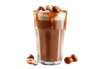 nutty caramel drink isolated on transparent background