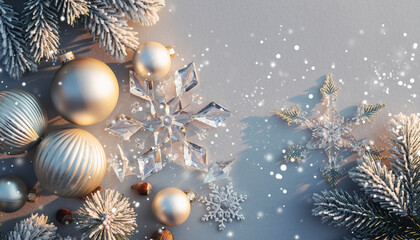 Elegant Christmas Ornaments and Snowy Branches for Festive Decor.