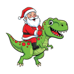 Santa claus riding a dinosaur isolated on for christmas