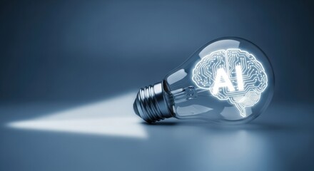 Artificial intelligence ai lightbulb brain technology innovation concept on transparent background