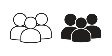 Group icons set isolated on white background flat vector illustration.