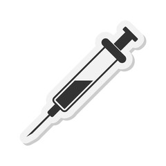 Sticker of a syringe icon isolated on transparent background