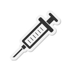 Sticker of a syringe icon isolated on transparent background