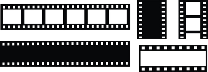 Vector Movie film long strip, seamless vintage filmstrip roll frame. Video or movie filmstrip overlay, cinema or photograph camera long film strip . Pattern of photo film strip frame