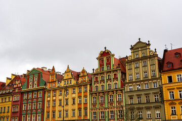 Fototapeta premium View of historic buildings on the Great Square in Wrocław, Poland.