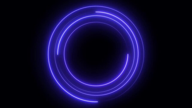 Bright blue glowing circular frame on black background.4K video motion graphic animation. - Powered by Adobe