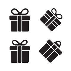 Modern Flat Gift Icons with Ribbon Designs
