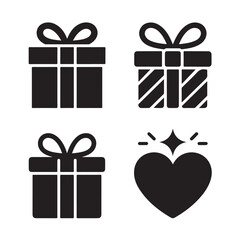 Modern Flat Gift Icons with Ribbon Designs
