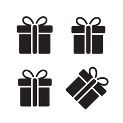 Modern Flat Gift Icons with Ribbon Designs