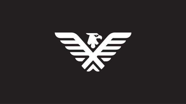 White eagle logo on a black background, a symbol of power and freedom