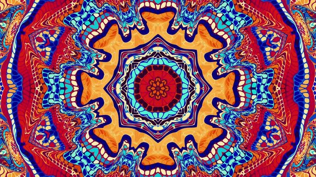 3D kaleidoscope mandala abstract background of trippy art psychedelic trance to open third eye with visuals energy chakra futuristic audiovisual