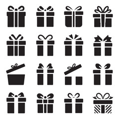 Modern Flat Gift Icons with Ribbon Designs