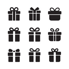 Modern Flat Gift Icons with Ribbon Designs