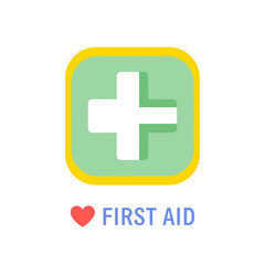 Fototapeta premium First aid symbol in a minimalist style with love heart concept of medicine 