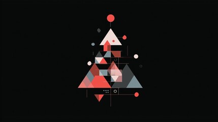 Geometric abstract Christmas tree minimal holiday design concept