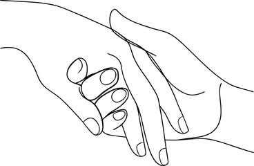 Continuous line art of holding hands togetherness