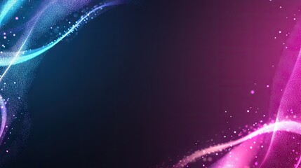 Glowing waves of blue and purple particles create a mesmerizing abstract background filled with vibrant neon glitter effects