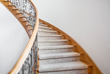 Curved staircase in a luxury residential home