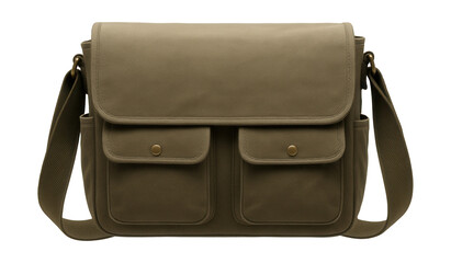 Adjustable canvas messenger bag featuring exterior pockets for easy access.