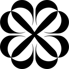 Obraz premium Abstract clover leaf symmetrical art on transparent background silhouette