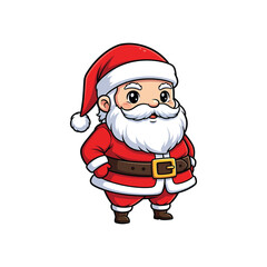 Cute cartoon santa claus isolated on wearing red suit