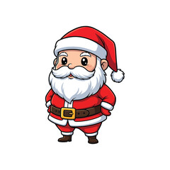 Cute cartoon santa claus isolated on for christmas holiday