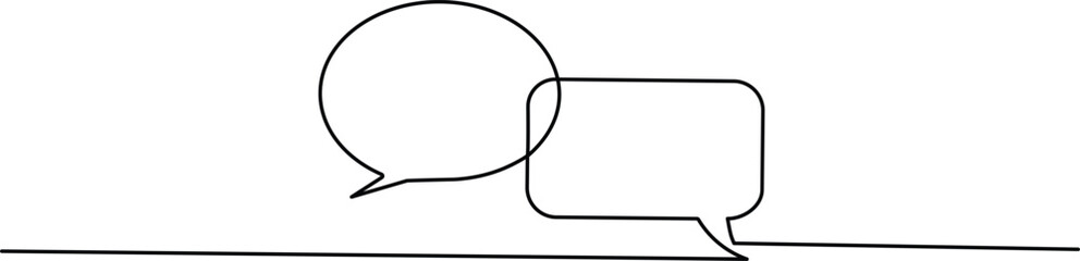 Speech bubble continuous one line drawing illustrating dialogue and communication vector art