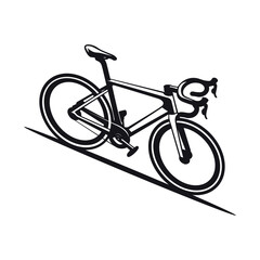 Dynamic Bicycle Graphic on Incline Vector Artwork of Sleek Racing Bike Ideal for Sport Fitness or Transportation Imagery
