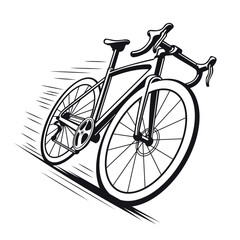 Racing Bike Vector Art Speeding Forward on Slope Sleek Bicycle Design for Sport Fitness and Dynamic Transportation Projects