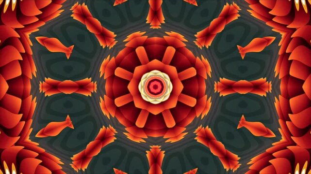 Digital Colorful Floral Shaped Kaleidoscope Mandala Seamless Loop Animation