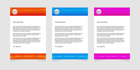 Modern set of corporate business stationery, letterheads, document templates. Professional minimalist design suitable for corporate branding, marketing materials and office identity presentations.