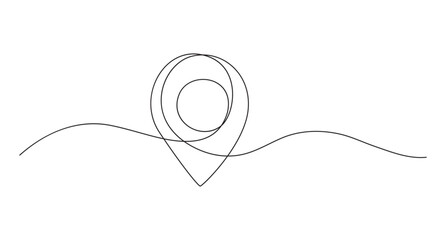 single line art drawing location icon,3 © MdNazrul