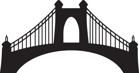 Fototapeta premium Bridge Silhouette Vector on Transparent Background