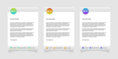 Fototapeta premium Modern set of corporate business stationery, letterheads, document templates. Professional minimalist design suitable for corporate branding, marketing materials and office identity presentations.