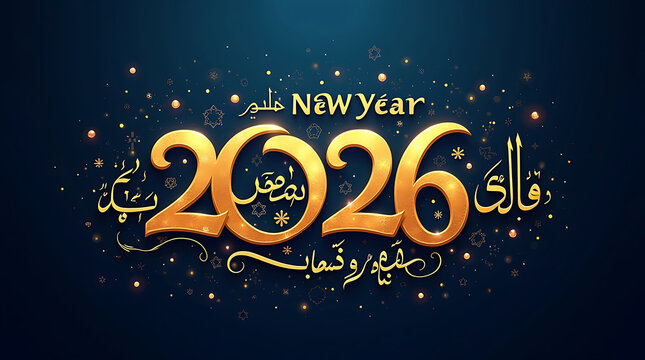 Celebrating Arrival Of New Year 2026 With Arabic Calligraphy Wishing Happy New Year And Festive Design