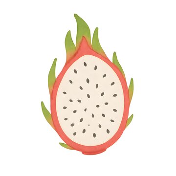 Watercolor Illustration of Dragon Fruit Slice