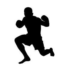 Obraz premium Boxing Fighter in Action Pose Silhouette Vector Illustration