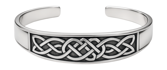Celtic knot motif sterling silver bangle.