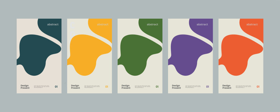 Abstract liquid shape poster design set. modern minimalist vector illustration collection for various covers.