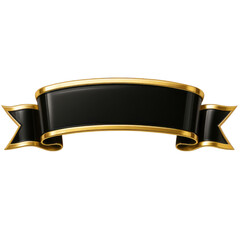Curved black banner with gold edges