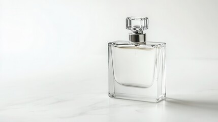 Crystal perfume bottle on white background with elegant design