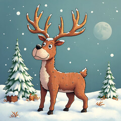 A Christmas illustration of a north pole wooden sign